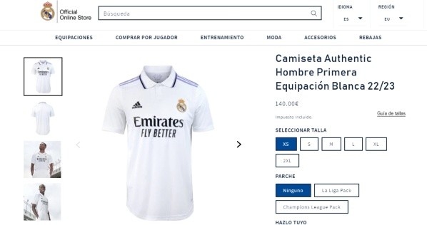 Foto: tienda oficial del Real Madrid