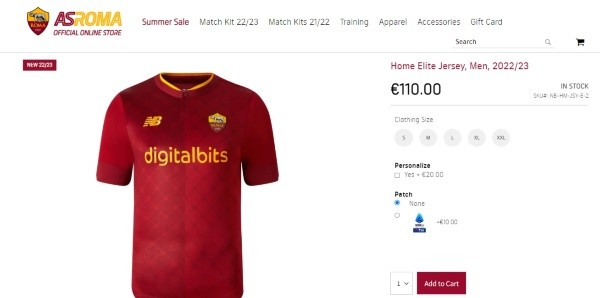 Foto: tienda oficial de la Roma