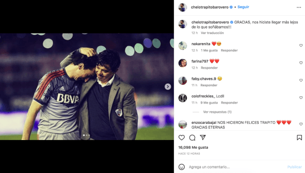 El posteo de Marcelo Barovero.