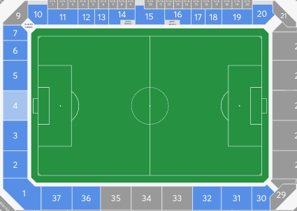 En azul, los lugares aún disponibles para el duelo con Vasco en el Exploria Stadium de Orlando.