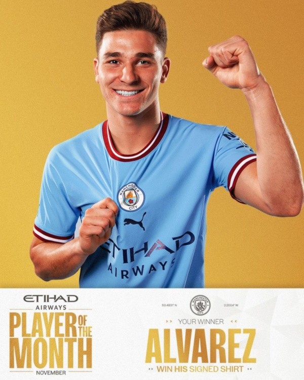 Los hinchas del City votaron a Julián como el mejor jugador del mes.