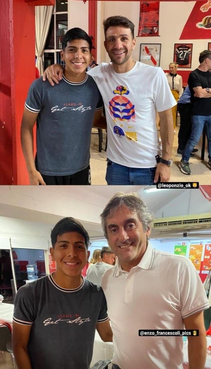 Guillermo Segovia (7ma División) junto a Leo Ponzio y Enzo Francescoli.