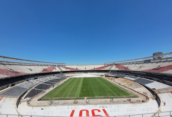 El panorama de las obras de las tribunas en la actualidad (TW: @ObrasRiverPlate)