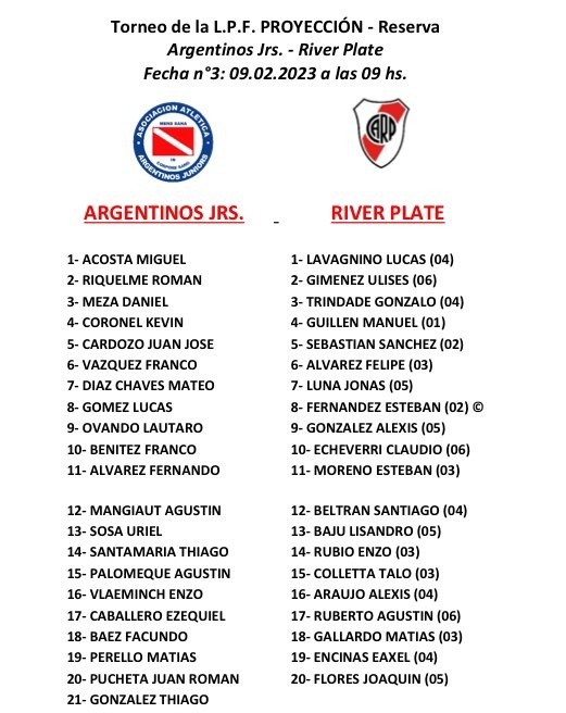 Felipe Álvarez, marcador central zurdo categoría 2004, hizo su debut en la Reserva de River.