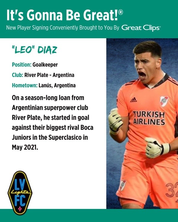 La presentación de Leo Díaz en Las Vegas Lights FC (Foto: @lvlightsfc)