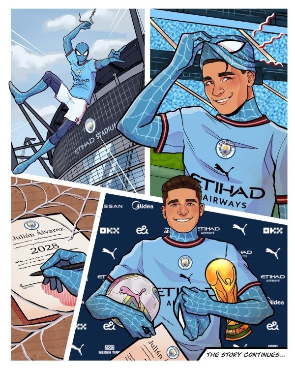 Así celebró el City la renovación de Julián Álvarez.